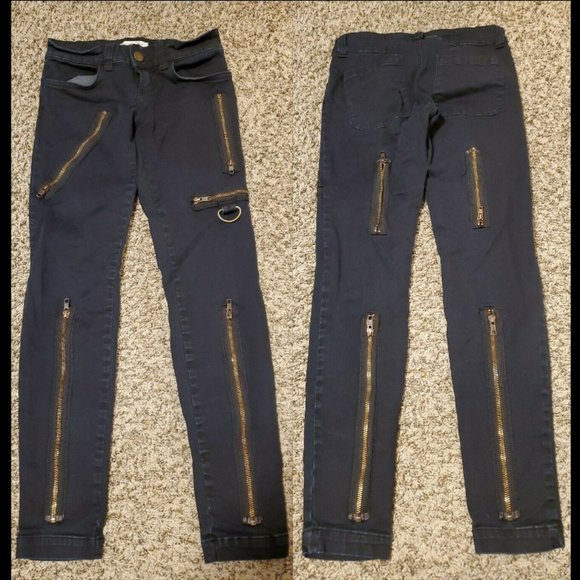 New rare Current / Elliott Super Zip skinny edgy punk zipper moto ankle pants